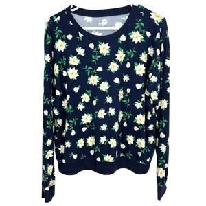 Draper James Natalie Sweatshirt in 'Magnolia' Crewneck Navy Blue Floral Size L